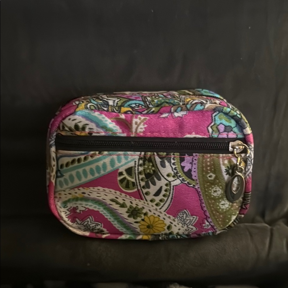 Pink and Green Quilted Cosmetic Bags with Paisley Patterns